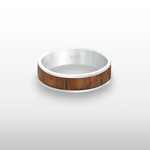 Pierścionek INLAY large inkrustowany drewno lacewood brasil srebro