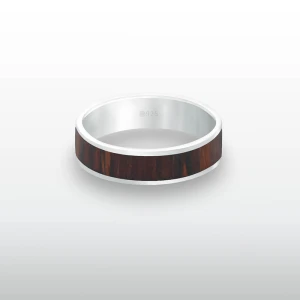 Pierścionek INLAY large inkrustowany drewno heban srebro