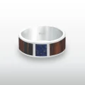 Pierścionek INLAY extra large inkrustowany drewno heban kamień lapis lazuli srebro