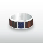 Pierścionek INLAY extra large inkrustowany drewno heban kamień lapis lazuli srebro