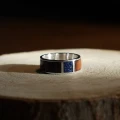 Pierścionek INLAY extra large inkrustowany drewno heban kamień lapis lazuli srebro