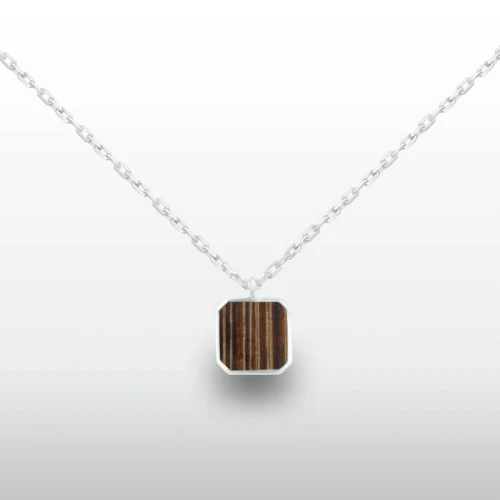Naszyjnik ze srebra INLAY inkrustowany drewno naturalne loma multicolor