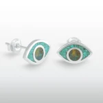 Kolczyki inlay oko proroka inkrustowane kamień naturalny opal etiopski turkus