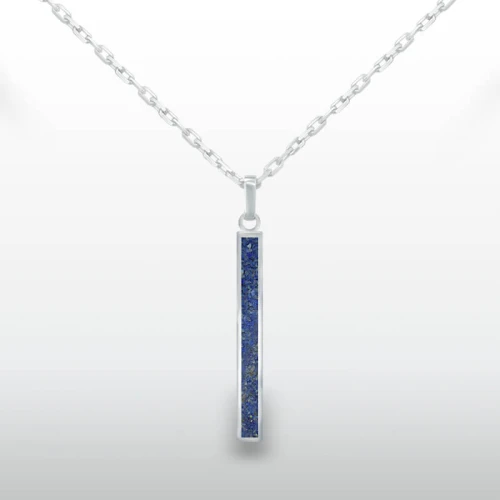 Naszyjnik męski słupek large inlay inkrustowany kamień naturalny lapis lazuli srebro