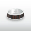 Pierścionek INLAY extra large inkrustowany drewno heban srebro mat