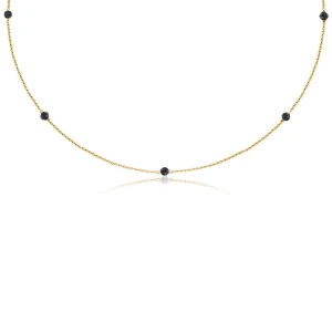 Naszyjnik choker srebro pozłacane czarny spinel dla kobiety