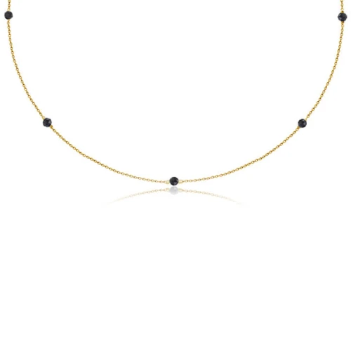 Naszyjnik choker srebro pozłacane czarny spinel dla kobiety