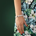 Bransoletka shamballa biała kamienie howlit kwarc kryształ górski